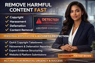 remove copyright, harassment, defamation removal  and online content removal