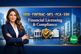 register msb, mtl, fintrac, fca or emi license with full compliance