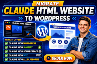 migrate claude HTML website claude ai to wordpress claude to shopify squarespace