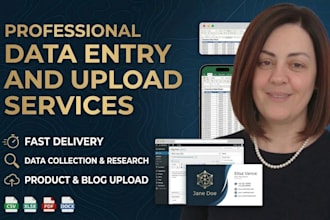 data entry, data collection, website or blog content and products upload