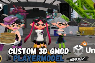 create, edit or port custom gmod playermodel, gmod map, vrchat avatar, sfm, mmd