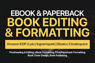 do book cover design and book design layout, book formatting for KDP and print