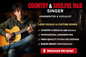 male country singer soulful rnb singer songwriter lead vocalist for custom songs