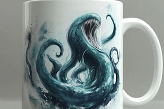 draw coffee mug design, custom mug design