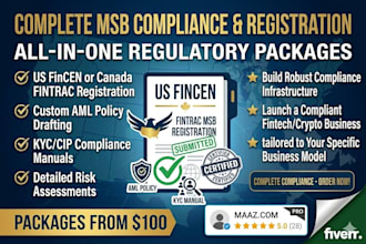 provide msb registration, aml policy, and crypto compliance setup