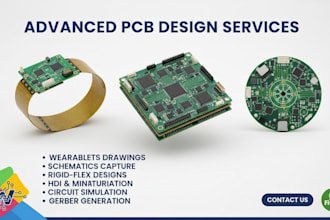 create pcb layouts schematics circuit for wearables, hdi and rigid flex designs