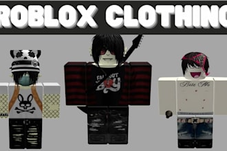 design custom roblox clothing outfit, shirt, pants, ugc style as a roblox artist
