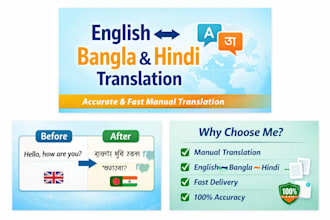 translate english, bangla and hindi manually