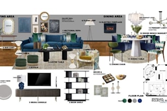 create floor plans, mood board, fashion concepts and interior designs