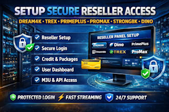 setup secure reseller access, dream4k, trex, primeplus, promax, strong8k, dino