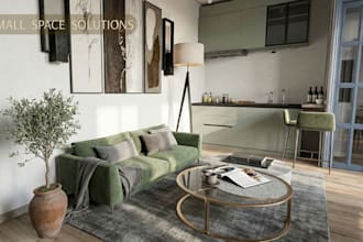 design a smart small apartment or studio interior in 3d