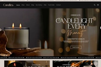 design candle shopify store, scented candle website, candle ecommerce store