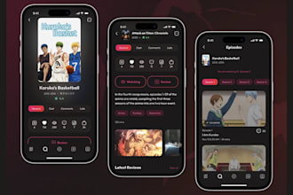 develop vertical anime video app, anime streaming app, anime series app or web