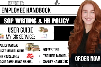 create instructional manual, compliance user manual, employee handbook, sop