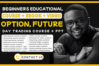 make educational future day, option trading course content ebook, video, slides
