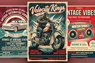 design a professional retro and vintage flyer for any event