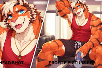 draw cute furry pfp, icon or headshot of your fursona