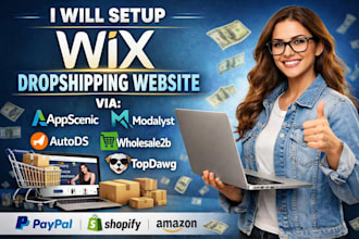 setup wix dropshipping website via appscenic modalyst autods spocket zendrop