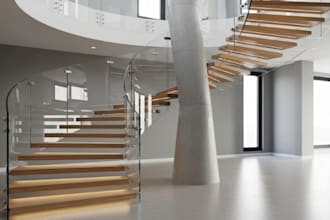do 3d staircase design, structural steel staircases, 3d handrail staircases