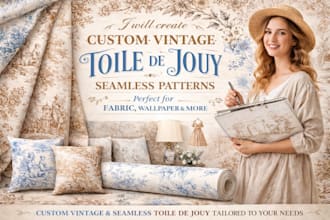design custom vintage toile de jouy seamless pattern for fabric and wallpaper