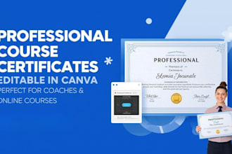 design editable canva course certificates for coaching programs
