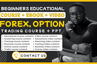 do step by step forex course, option course book, trading course, video, slides