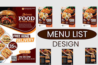 do menu design restaurant, food card list, digital menu board design