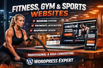design a modern fitness, gym and sports website with booking and payments