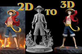 convert 2d to 3d model image sketch to 3d printable stl file for 3d printing