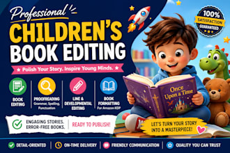 be your children book editor, proofread kids story  format ebook for amazon kpd
