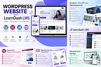 build or customize wordpress website and learndash lms