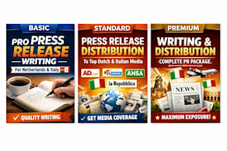 write and distribute your press release to top netherland and italian news media