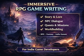 write immersive rpg video game story dialogue quests npc lore and worldbuilding