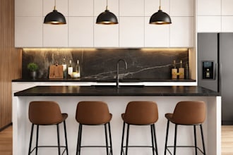 create realistic 3d kitchen design and render