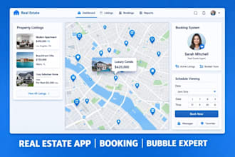 develop bubble property listing app with user profile, search filters, booking