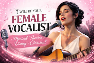 be your female vocalist for musical theatre, disney style, classical songs