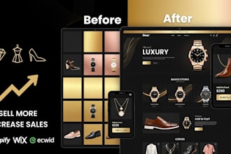 design build shopify wix ecwid store for jewelry fashion footwear watches store