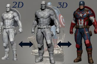 create 2d to 3d character model miniature model 3d printing stl file 3d figuring