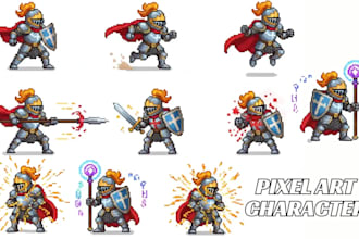 2d pixel game character animation, top down tileset game art, pixel spritesheet