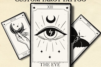 design custom tarot tattoo in blackwork style