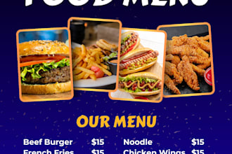 design professional food poster for your restaurant