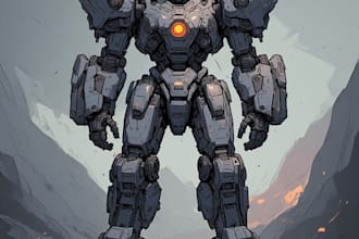 draw amazing character mecha robot illustration