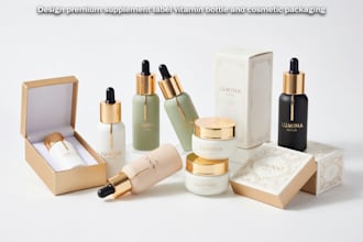 design premium supplement label, vitamin bottle and cosmetic packaging