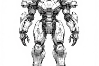 design any type of robot, cyborg, armor or mecha in line art