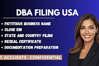 file your dba name and register fictitious business name in USA