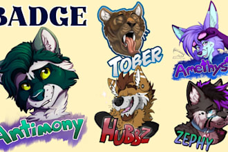 draw custom furry badge, telegram sticker pack, animated GIF, discord badge, pfp