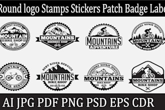 design circular round logo, badge, stamp, label, path, sticker, circular
