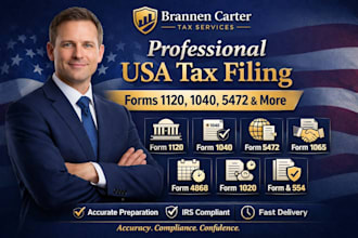 professionally prepare 1120, 1020, 1040, 5472 irs tax filing