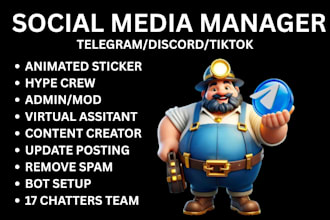 do telegram social media community manager, admin , moderator