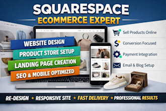build squarespace ecommerce website redesign product store setup landing page